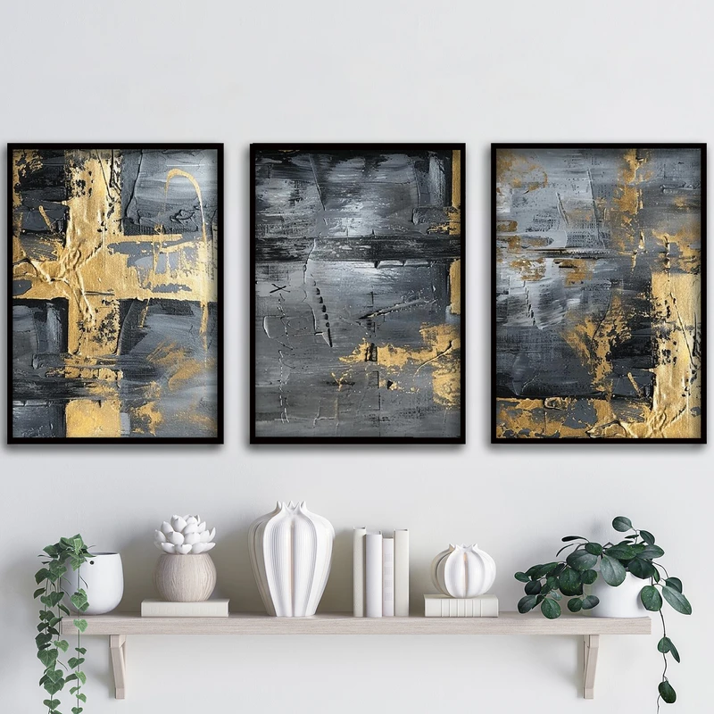 تابلو آتریسا طرح آبستره مدل ATA206 مجموعه 3 عددی 