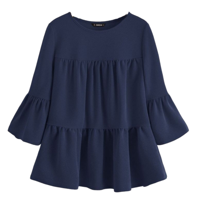 بلوز زنانه مدل پاچیندار رنگ سرمه‌ای