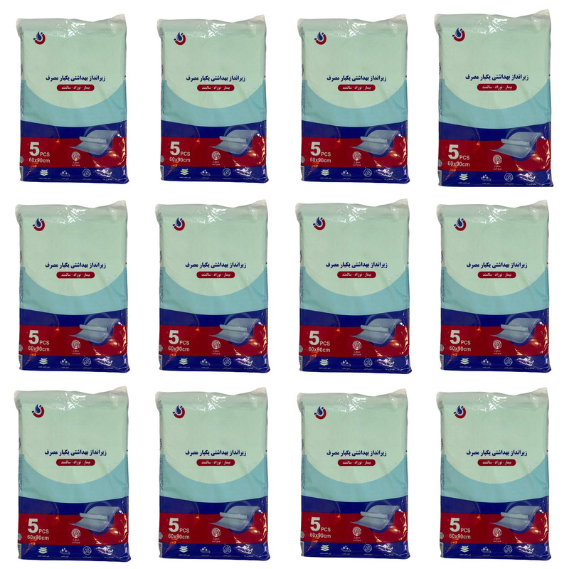 زیر انداز بهداشتی یکبار مصرف بیمار مدل آنتی باکتریال مجموعه 12 عددی