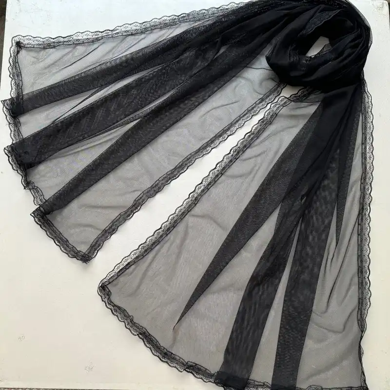 شال زنانه مدل توری ساده دور دانتل دار تابستانی فانتزی