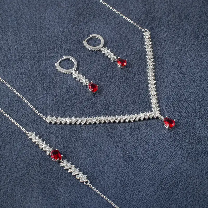 نیم ست نقره زنانه مدل rzzdeh-009