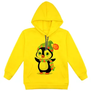 هودی دخترانه مدل پنگوئن F117 رنگ زرد