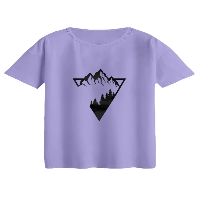 کراپ تی‌شرت آستین کوتاه زنانه مدل مثلث