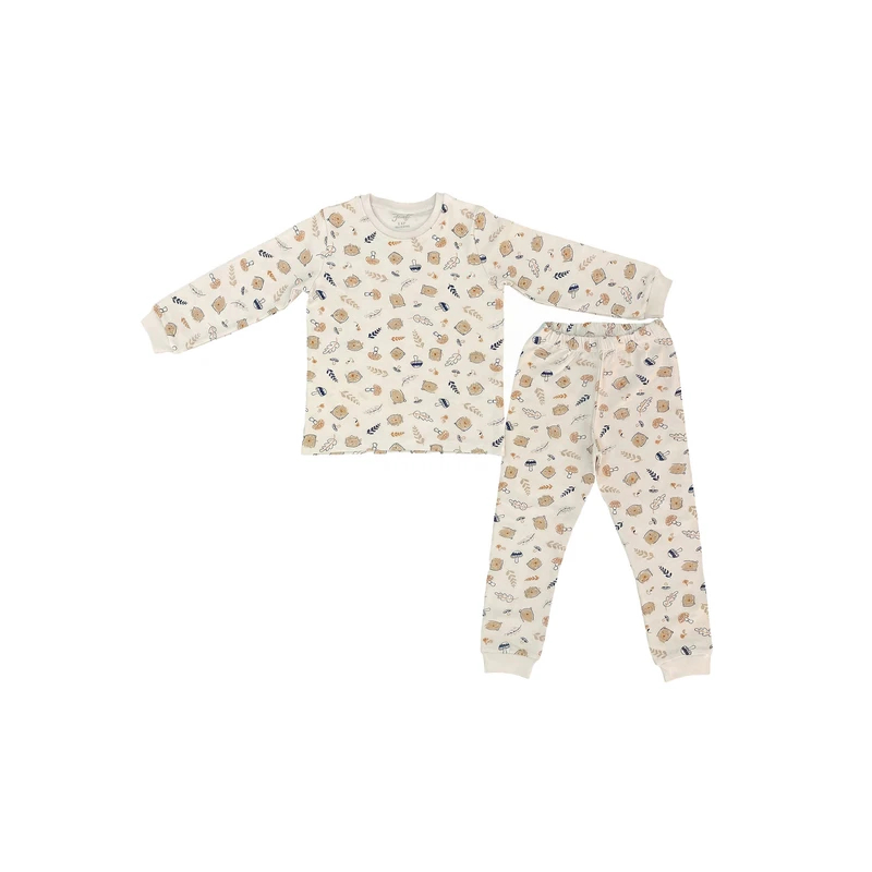 ست تی‌شرت آستین بلند و شلوار راحتی پسرانه فیورلا مدل خرس و قارچ 25209-35209