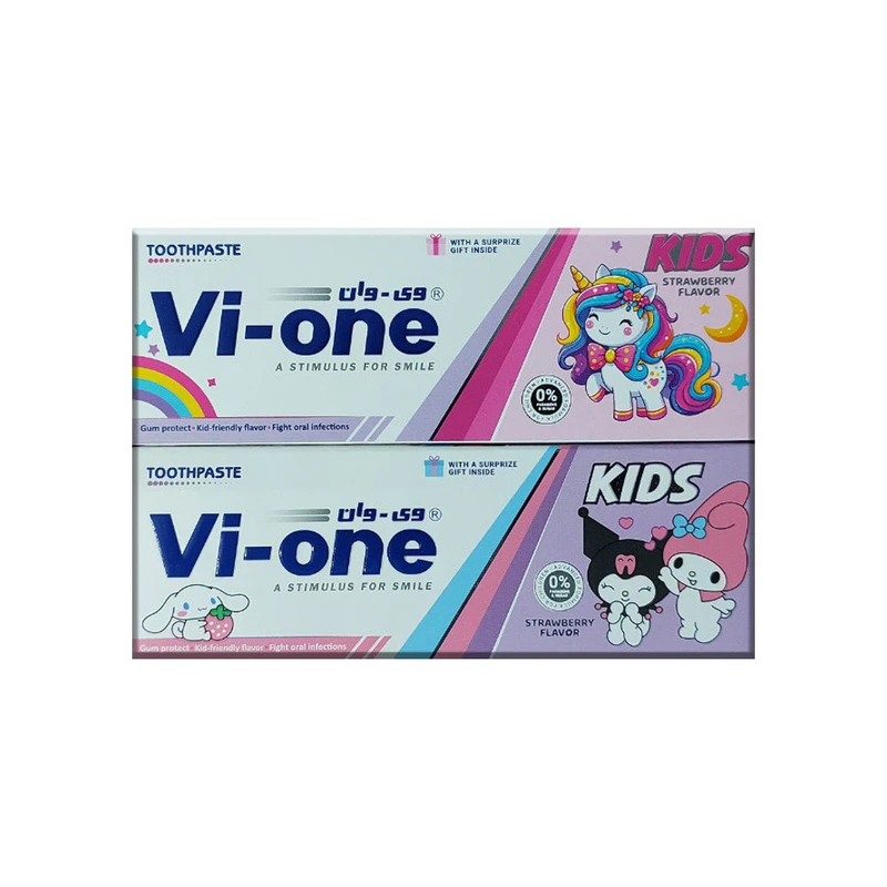 خمیردندان کودک وی وان مدل کارتونی حجم 60 میلی‌لیتر مجموعه 2 عددی