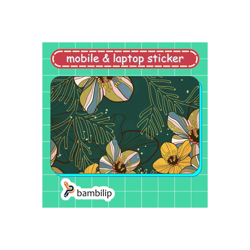 استیکر بامبیلیپ مدل کارت عابر طرح بک گراند گل ها با بک سبز  کد 8822095