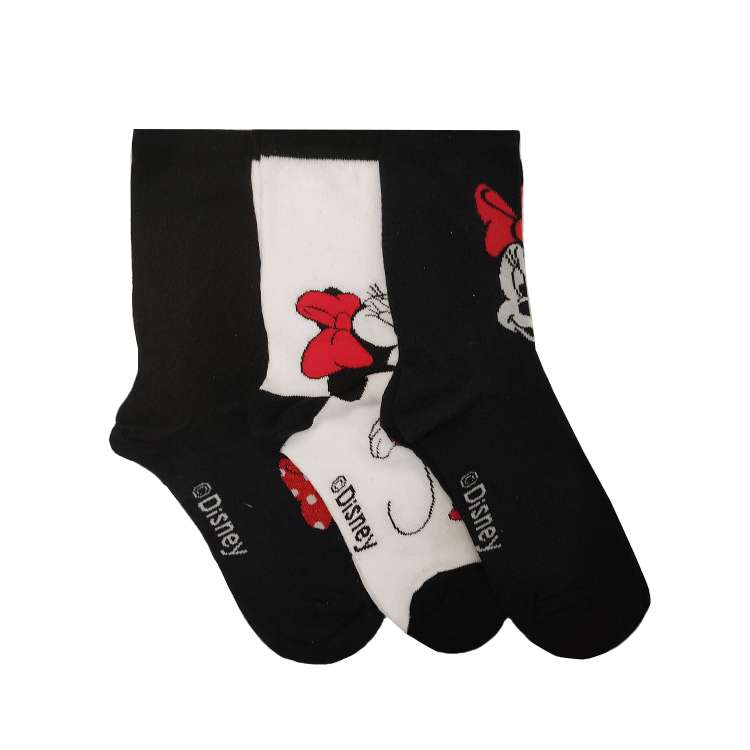 جوراب دخترانه دیزنی مدل میکی موس 123  مجموعه سه عددی