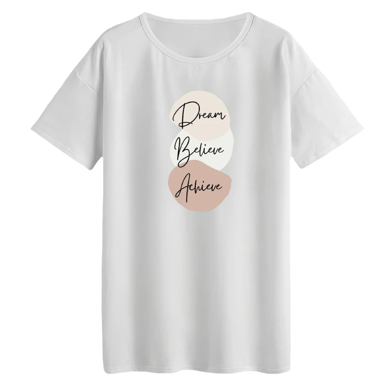 تی‌شرت لانگ آستین کوتاه زنانه مدل تکست مینیمال کد 03