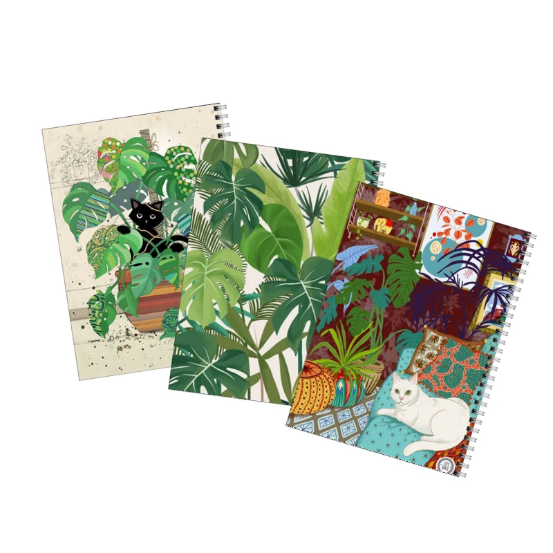 دفتر مشق 80 برگ بامبیلیپ طرح برگ انجیری و گربه کد 80 مجموعه 3 عددی