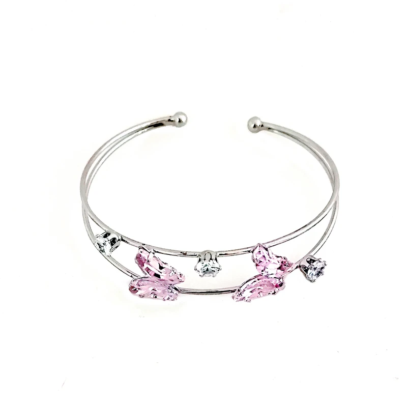 دستبند النگویی زنانه مدل پروانه جواهری کد 02