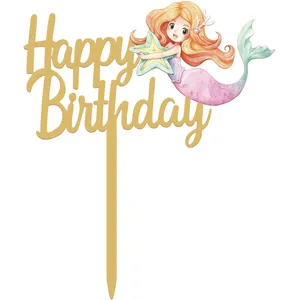 تاپر کیک لاکی بالونز مدل Happy Birthday طرح پری دریایی کد Mermaid02