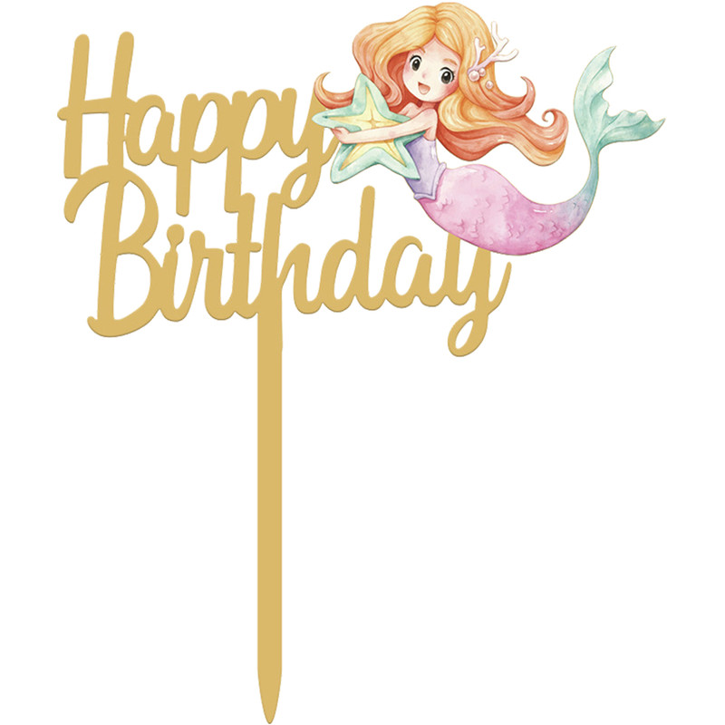 تاپر کیک لاکی بالونز مدل Happy Birthday طرح پری دریایی کد Mermaid02