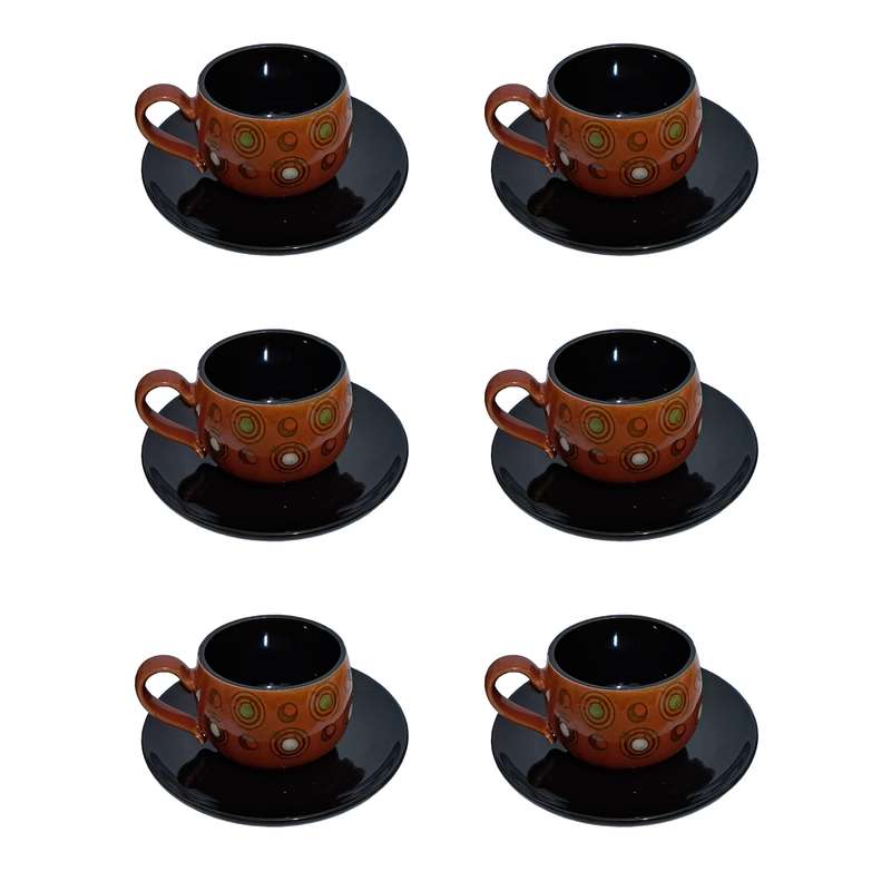 ست فنجان و نعلبکی 12 پارچه مدل آبرنگی