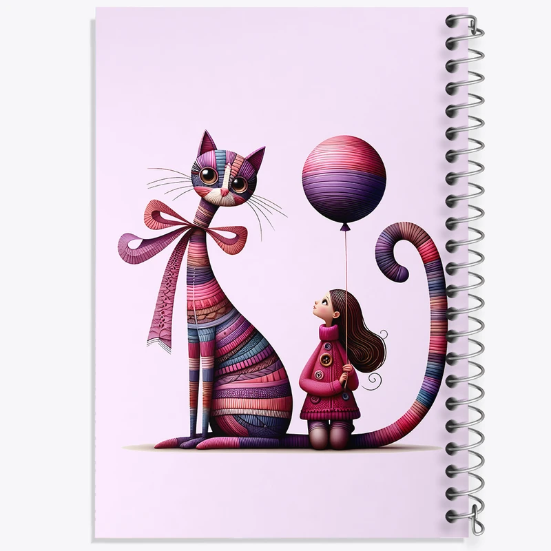 دفتر شطرنجی 50 برگ خندالو طرح گربه و دختر کد N4609