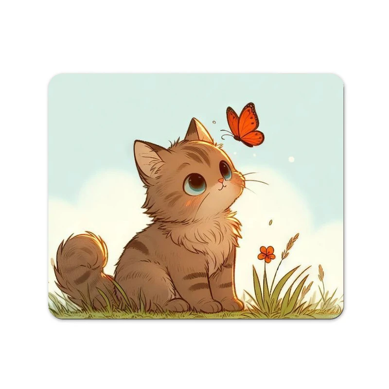 ماوس پد پاد آفرین مدل پیشی ناز و پروانه کد 652 سایز 24*19 سانتی متر