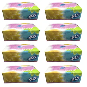 دستمال کاغذی 100 برگ تنو مدل گل های رنگین بسته 8 عددی