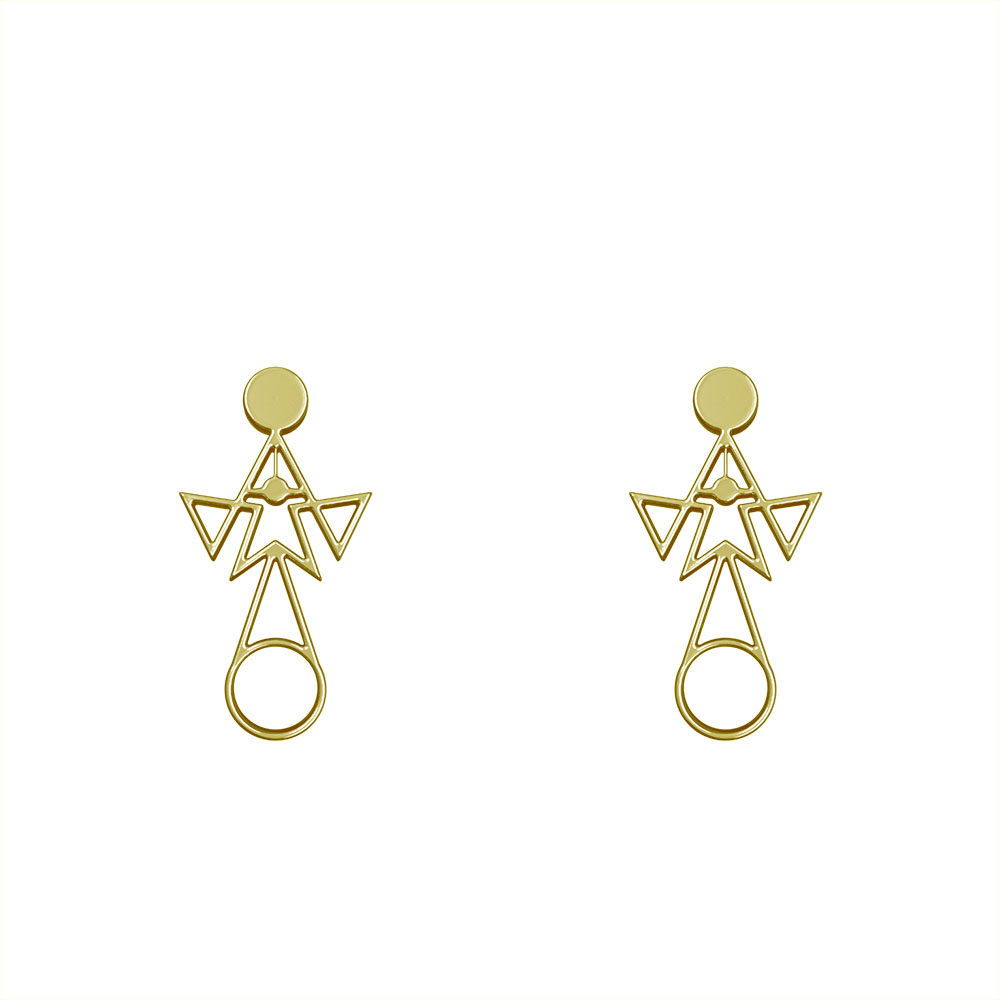 گوشواره طلا 18 عیار زنانه مدوپد مدل هندسی کد GA1-10330