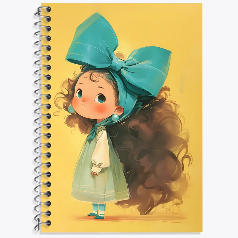 دفتر زبان 50 برگ خندالو مدل سه خط طرح دختر مو فرفری کد N4628