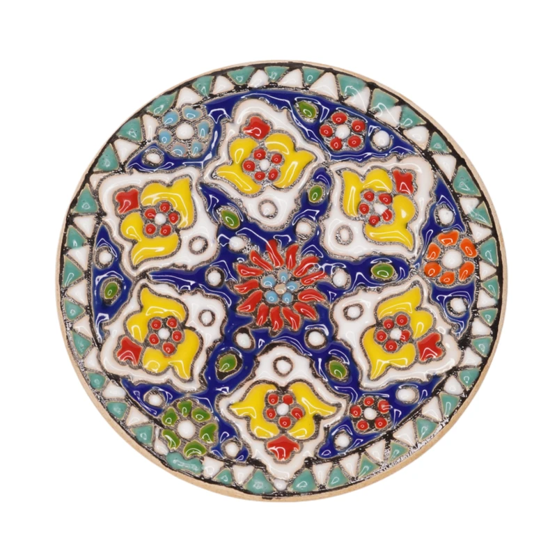 بشقاب میناکاری سفالی طرح لاله‌جین ۲