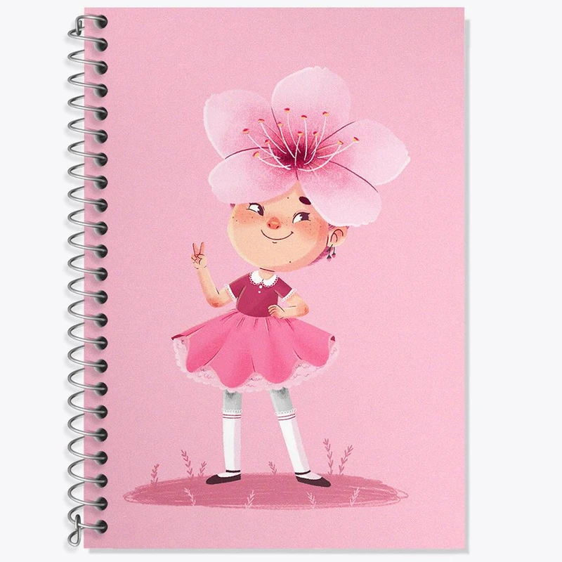 دفتر زبان 50 برگ خندالو مدل دو خط طرح دخترانه فانتزی کد 25720