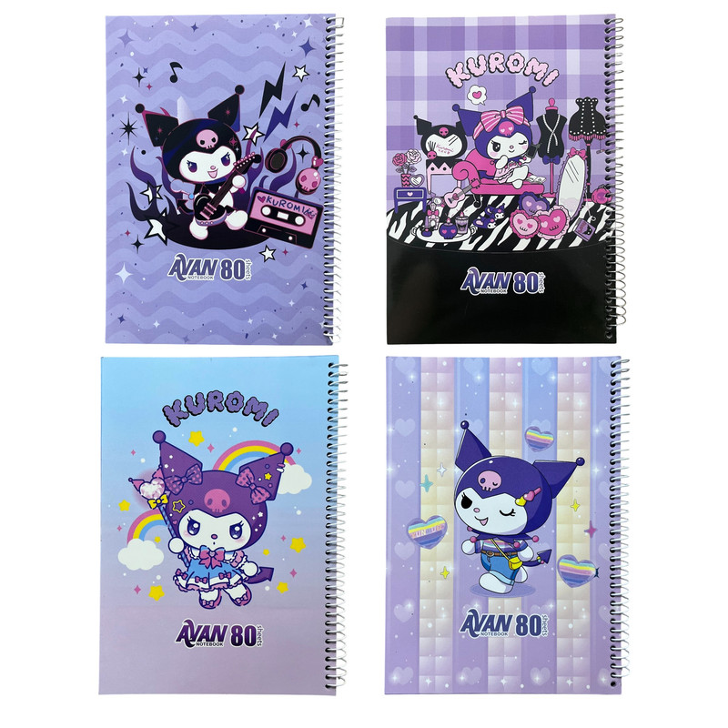 دفتر مشق 80 برگ آوان مدل حاشیه دار طرح کرومی مجموعه 4 عددی