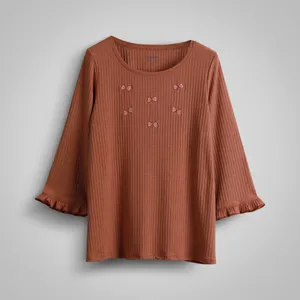 بلوز آستین بلند یقه گرد زنانه ناربن مدل روبان