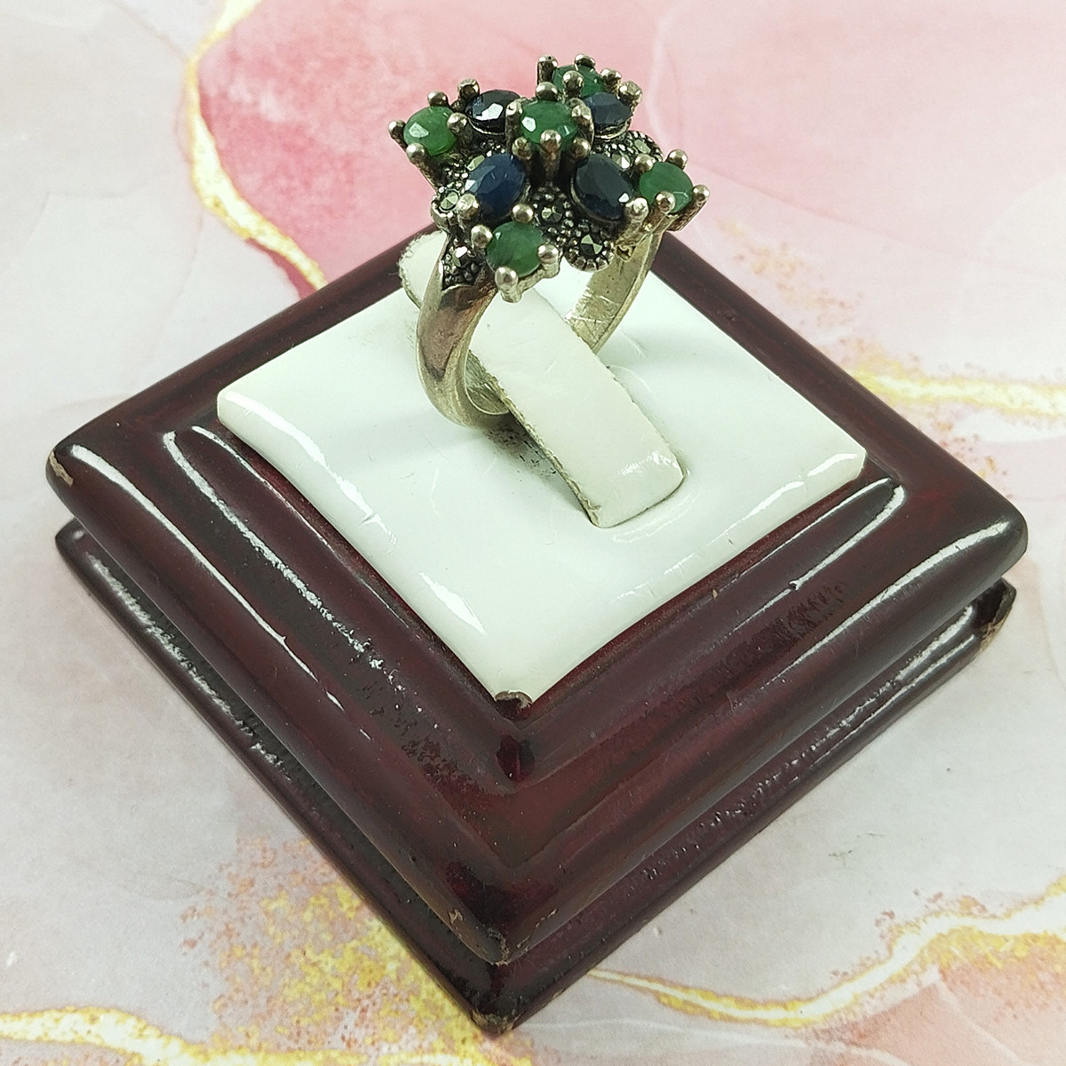 انگشتر نقره زنانه سلین کالا مدل سیاه قلم چند جواهر کد 142