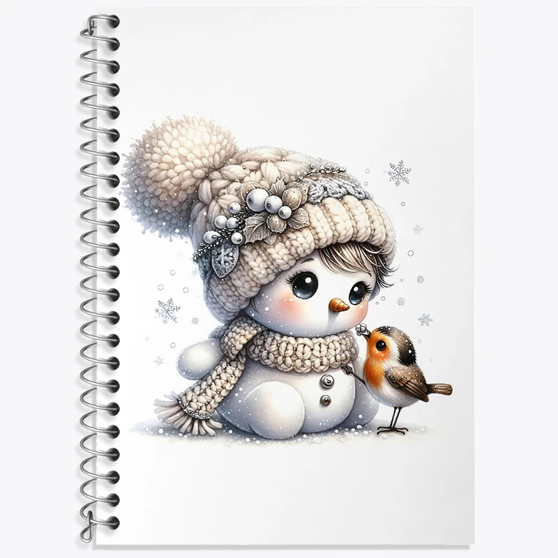 دفتر زبان 50 برگ خندالو مدل دو خط طرح آدم برفی کیوت کد N4517