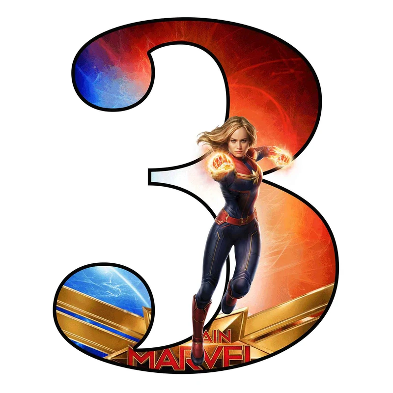   استند رومیزی تولد مدل عدد 3 طرح کاپیتان مارول کد 1516