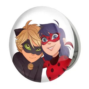 آینه جیبی خندالو طرح پسر گربه ای و دختر کفشدوزکی مدل تاشو کد 25001 