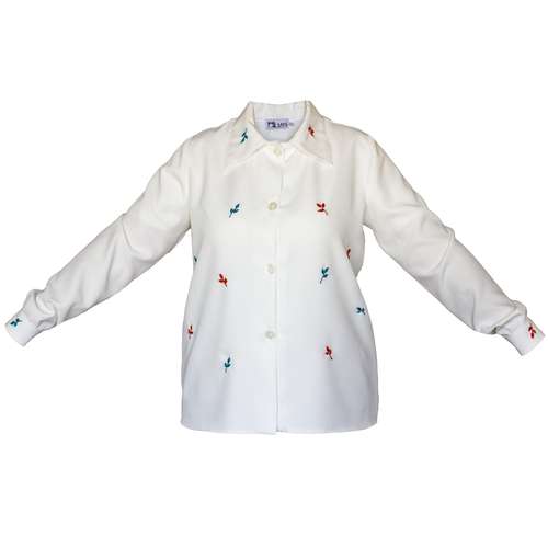 شومیز دست‌دوز زنانه سانی مدل  کرپ یقه شکاری گلدوزی