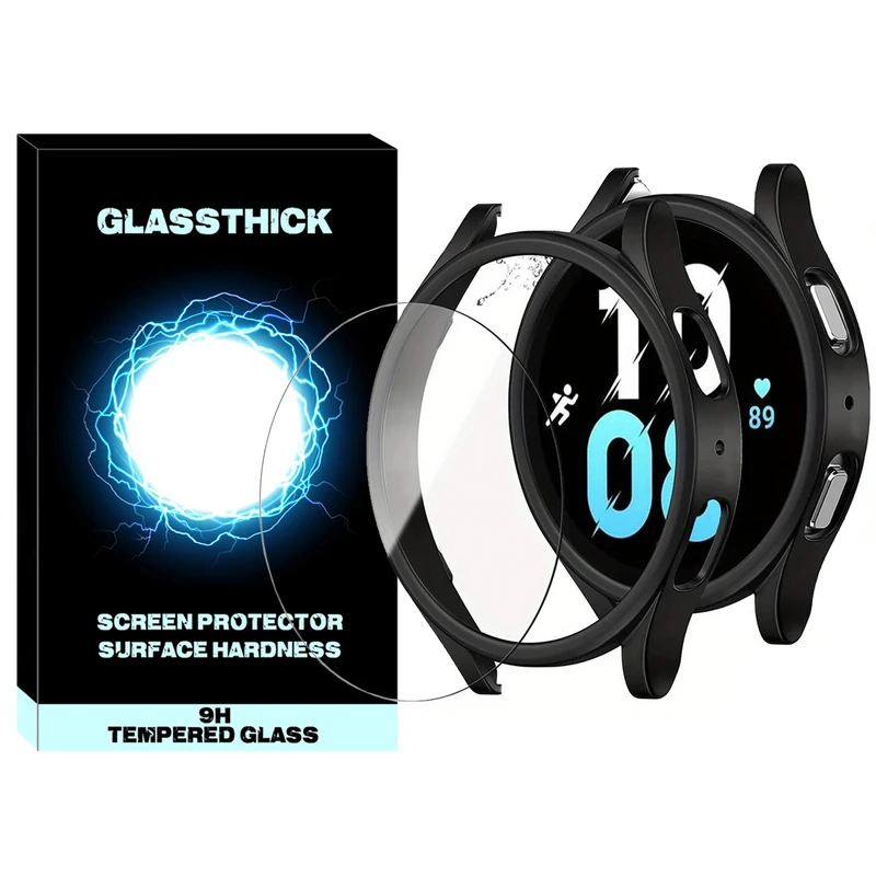 کاور گلستیک مدل PC-Bumper-GL مناسب برای ساعت هوشمند سامسونگ Galaxy Watch 5 44mm به همراه محافظ صفحه نمایش