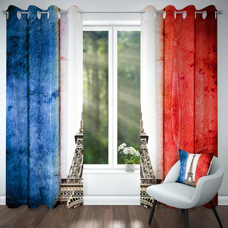 پرده پانچی مدل برج ایفل کد 4358 سایز 140x280 سانتی متر