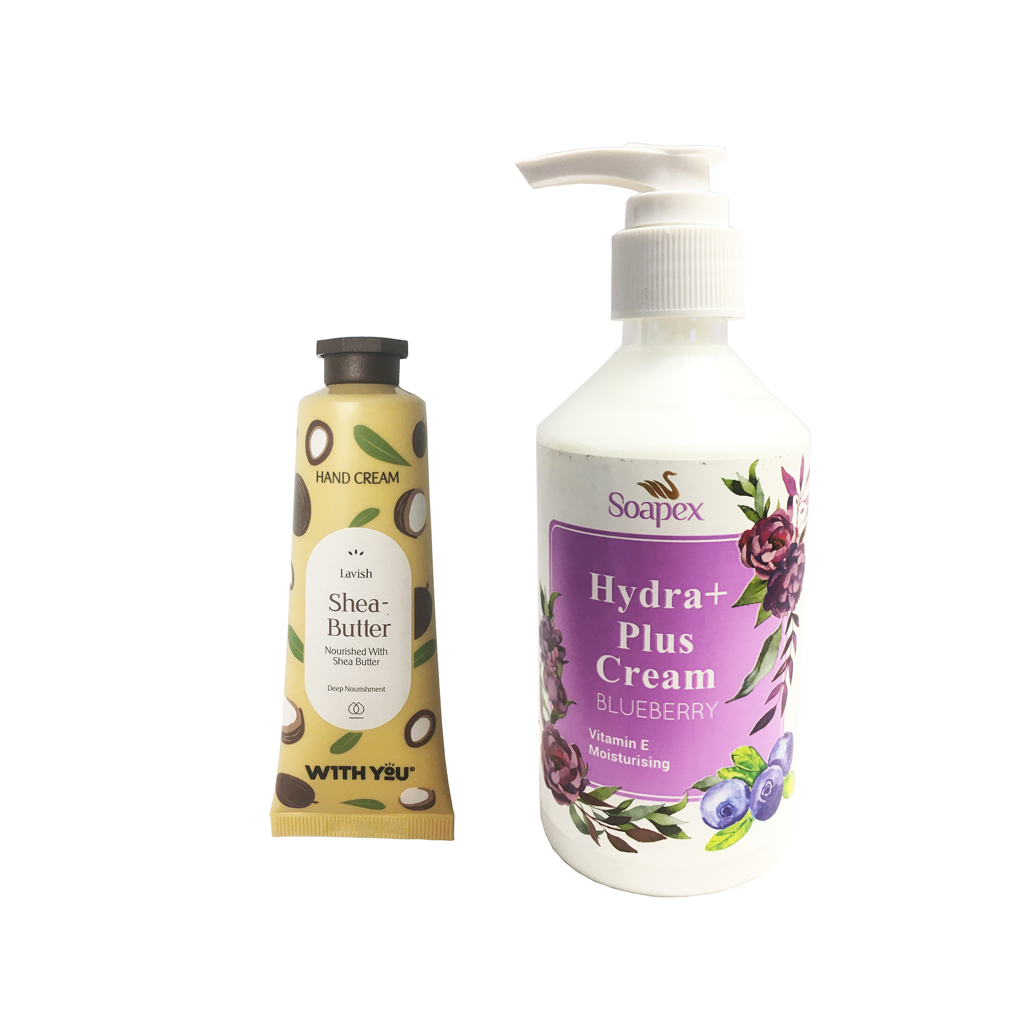 کرم آبرسان و مرطوب کننده سوپکس مدل BlueBerry حجم 250 میلی لیتر به همراه کرم مرطوب کننده ویت یو مدل Shea Butter حجم 50 میلی لیتر