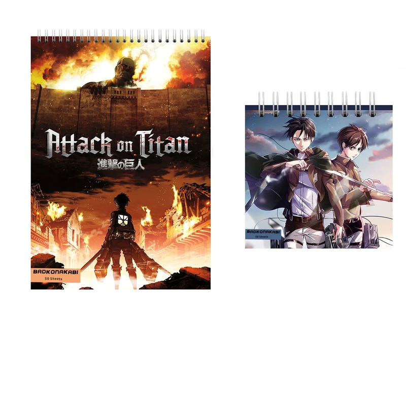 دفتر یادداشت بادکنک آبی طرح انیمه مدل Attack on titan مجموعه 2 عددی