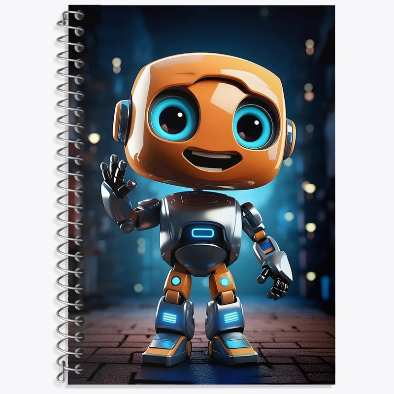 دفتر زبان 50 برگ خندالو مدل سه خط طرح ربات کیوت کد N1258