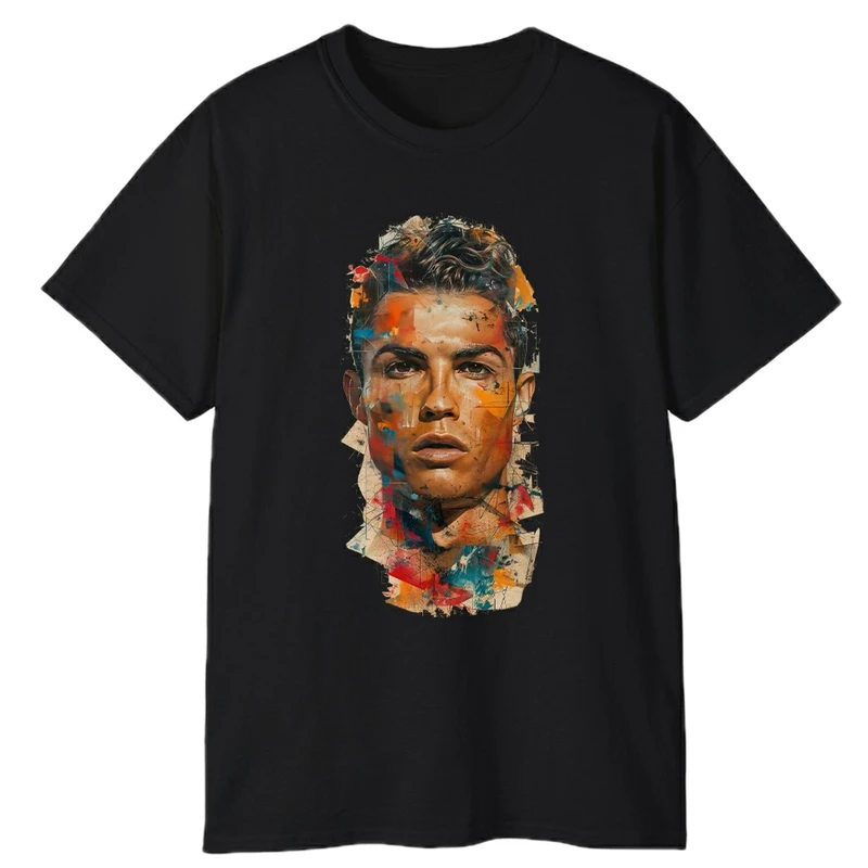 تی‌شرت آستین کوتاه مردانه پاد آفرین مدل چهره رونالدو