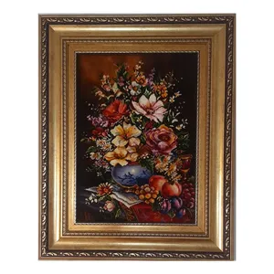 تابلو فرش دستباف طرح گل گلدان