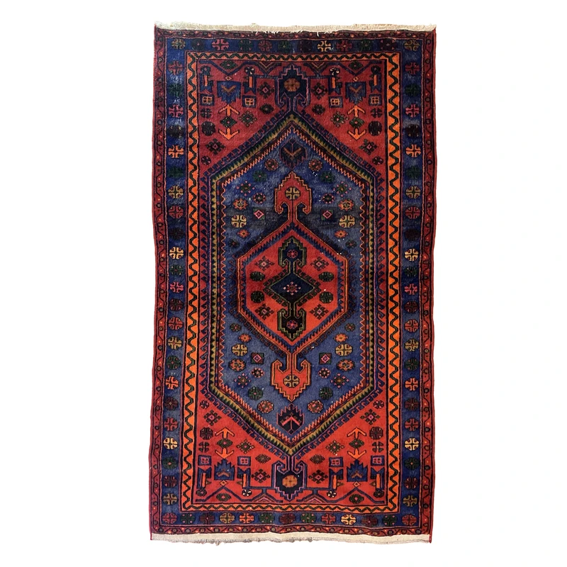 فرش دستبافت کناره طول دو و نیم متر مدل عشایری کد NKP.RJ9