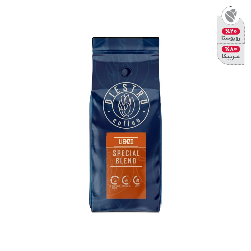 دانه قهوه اسپرسو 80 درصد عربیکا LIENZO دیسترو - 1000 گرم