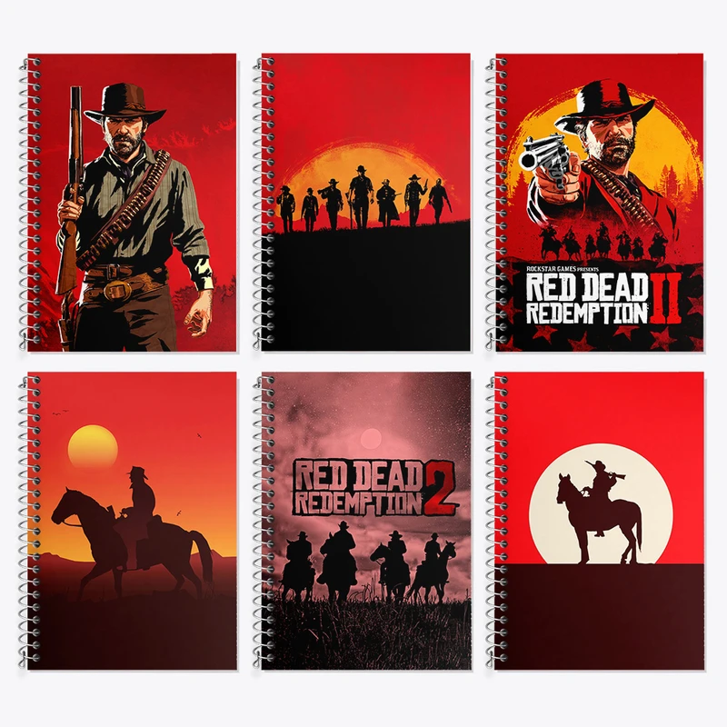 دفتر زبان 50 برگ خندالو مدل دو خط طرح رد دد (Red Dead) کد 740 مجموعه 6 عددی