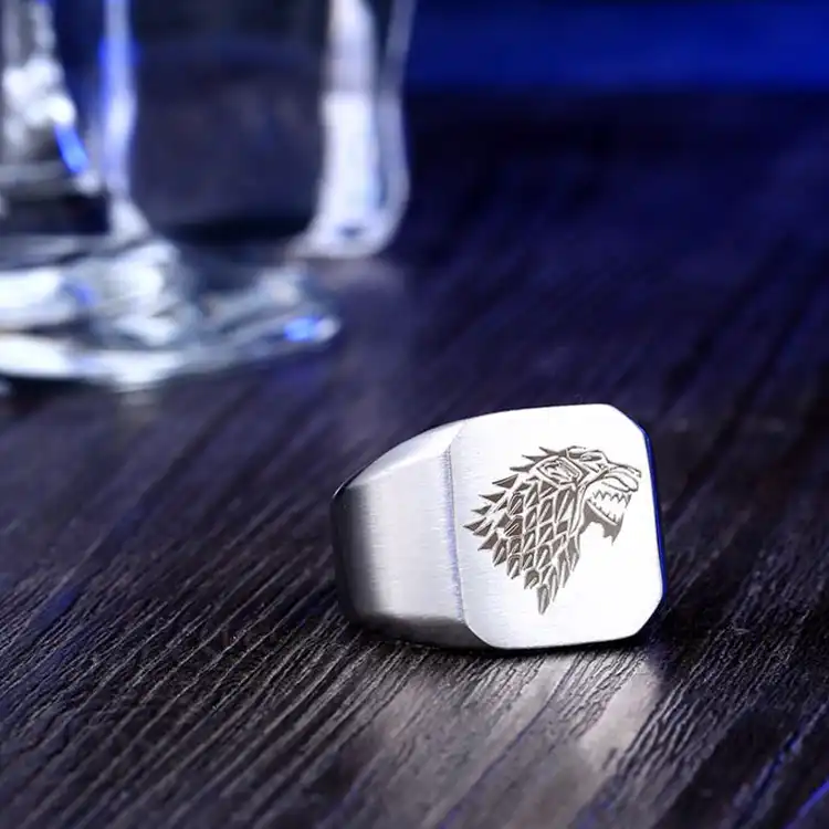 انگشتر مردانه طرح گیم او ترونز مدل خاندان استارک