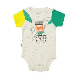 بادی آستین کوتاه نوزادی نیلی مدل vaiking87170