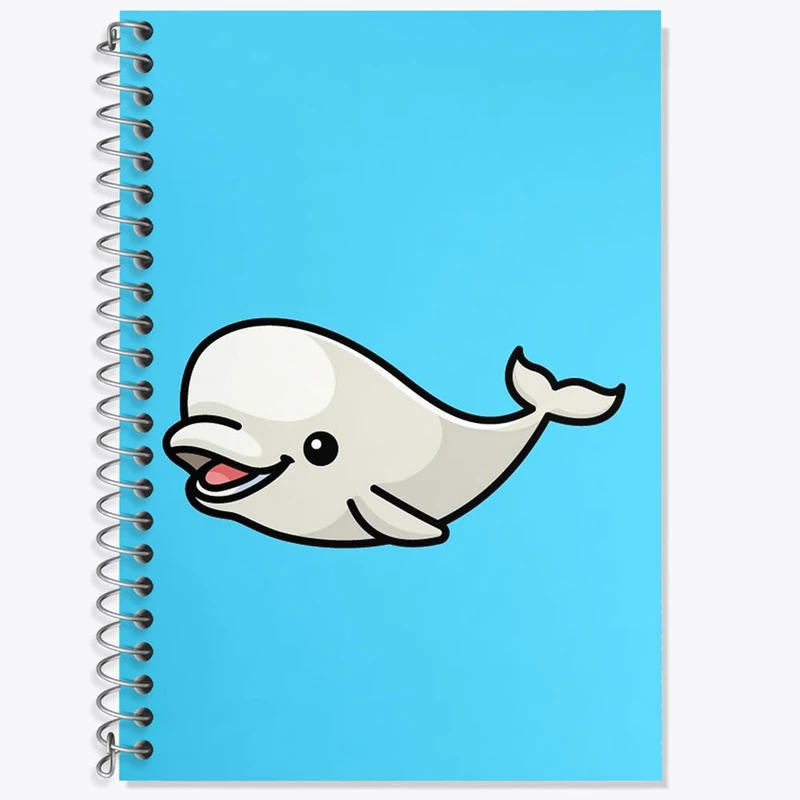 دفتر زبان 50 برگ خندالو مدل سه خط طرح حیوانات آبزی نهنگ کد 28158