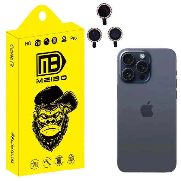 محافظ لنز دوربین نگین دار میبو مدل Jewel Guard مناسب برای گوشی موبایل اپل Iphone 15 Pro max