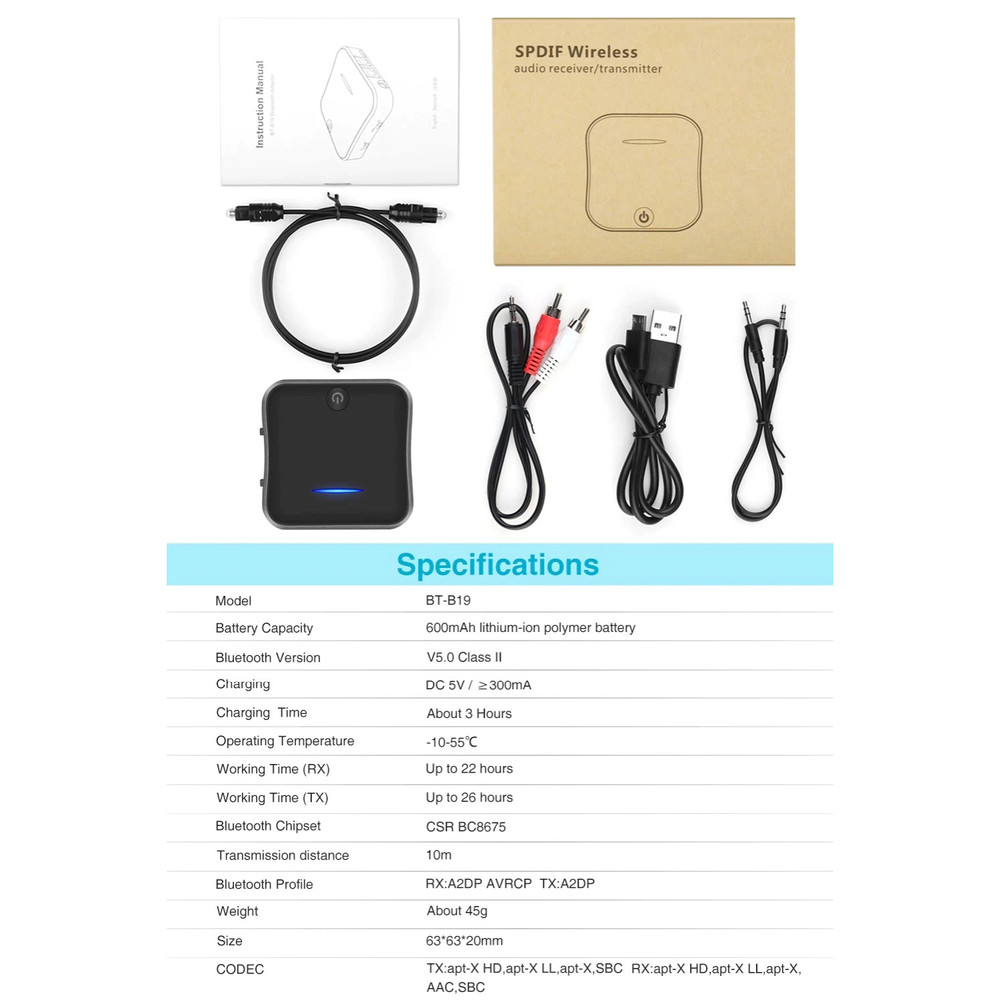گیرنده و فرستنده بلوتوث صدا مدل HLW02 گیرنده و فرستنده بلوتوث صدا مدل HLW02