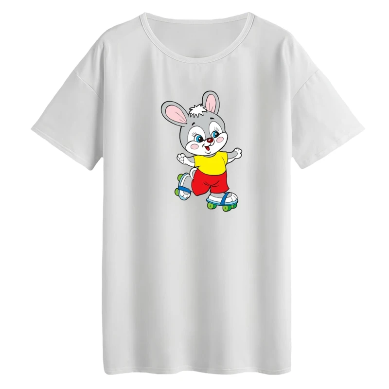 تی‌شرت لانگ آستین کوتاه زنانه مدل اسکیت سوار کد06