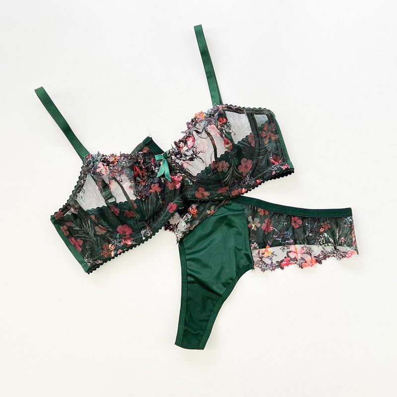 ست شورت و سوتین زنانه نوشه پوش مدل فانتزی فنردار توری کد 84014 -  - 9