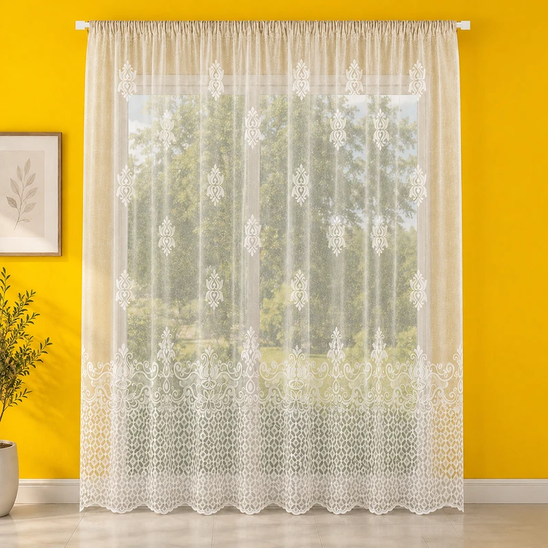 پرده تیکو دکو مدل دوخت ساده تور راشل کادکا طرح ونوس دالبوردار  سایز 280 × 300 سانتی‌متر