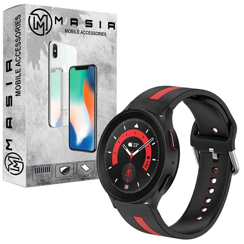 بند مسیر مدل silic dual color مناسب برای ساعت هوشمند سامسونگ Galaxy Watch Active 5 45 mm
